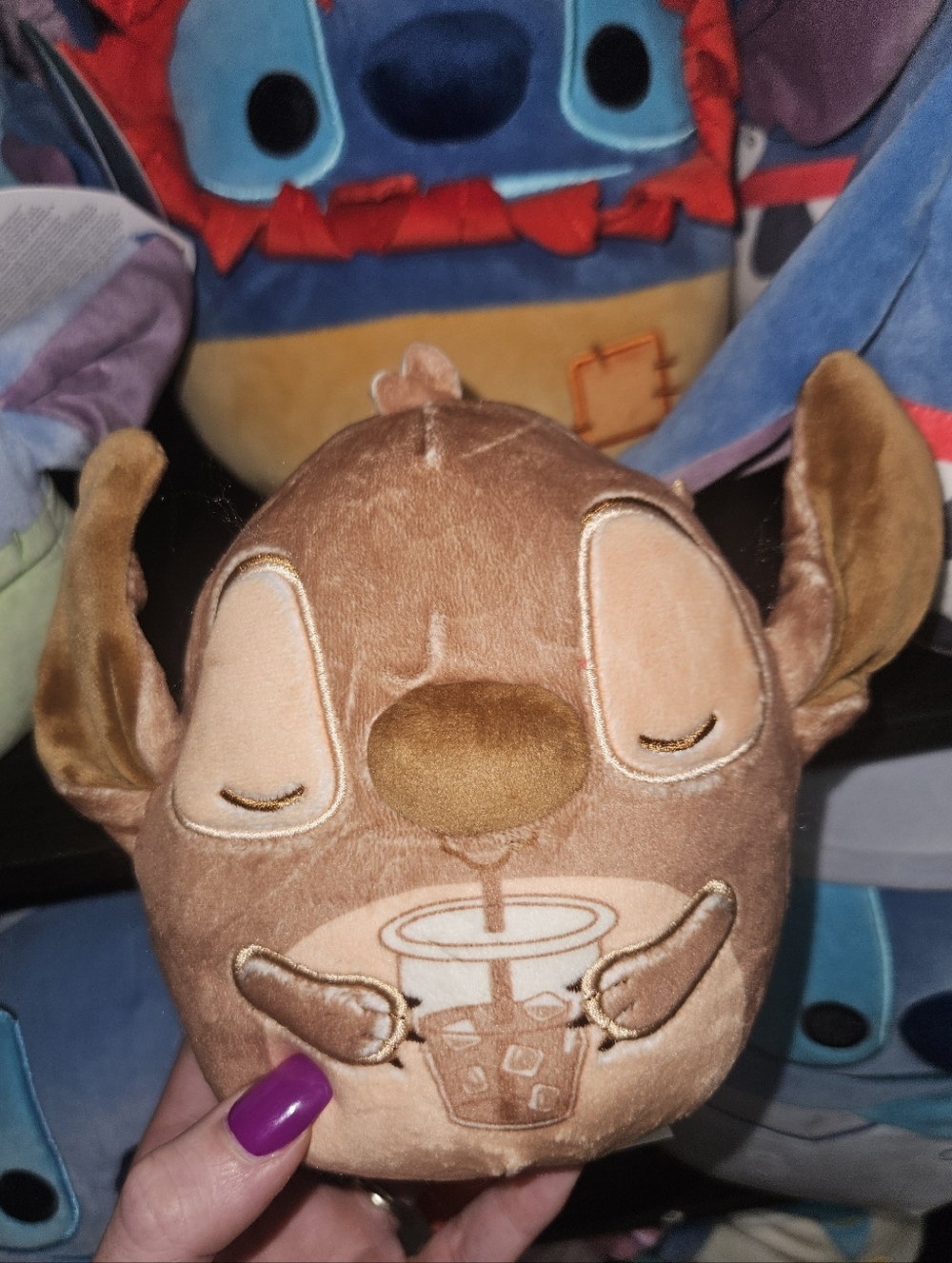Brown Stitch Drinking Iced Coffee Disney 5" Squishmallows Plush